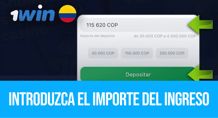 Introduzca el importe que desea recargar en su cuenta 1win